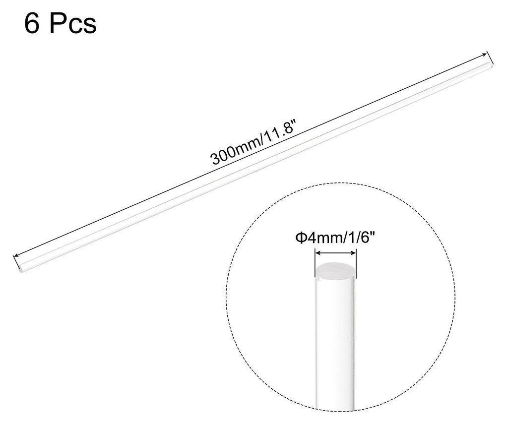 6 Stš¹ck Acryl Rundst?be 2mm x 300mm Transparente Acryl St?be Kunststoffst?be Streifen fš¹r DIY Basteln Beleuchtung Garten Dekorationen - 1/6" ...