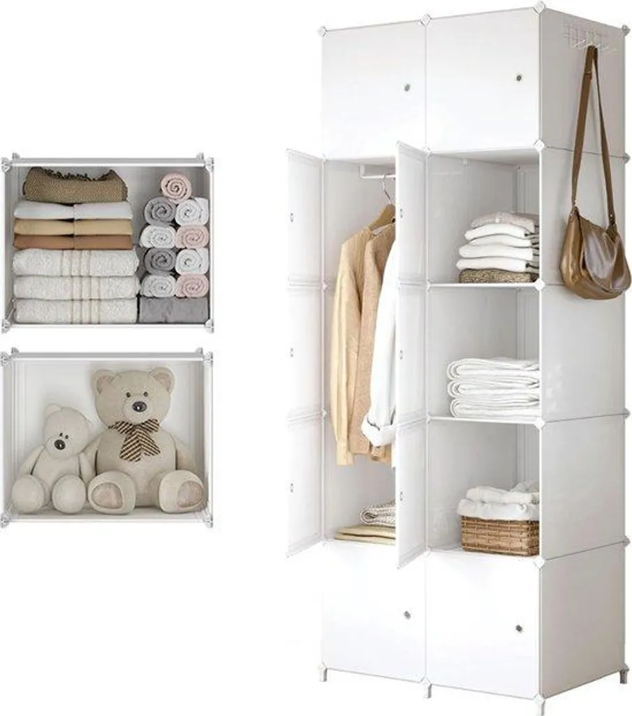 Organisateur d'armoire robuste 190 cm blanc avec grande capacité