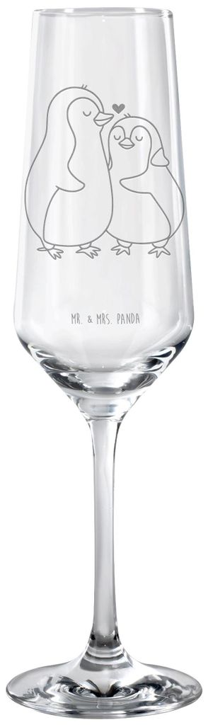 Mr. & Mrs. Panda Glas Pinguine Einschlafen - Transparent - Geschenk, Jahrestag, Sektglas, Proseccoglas, dekorglas, Sektkelch, Hocheitstag, Champagn...