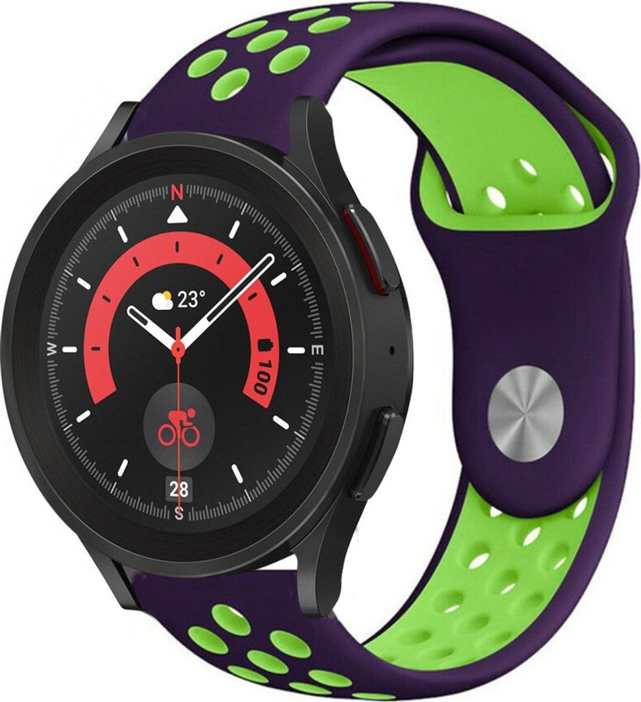 Strap-it Samsung Galaxy Watch 5 Pro Sportarmband (Lila/Grün)