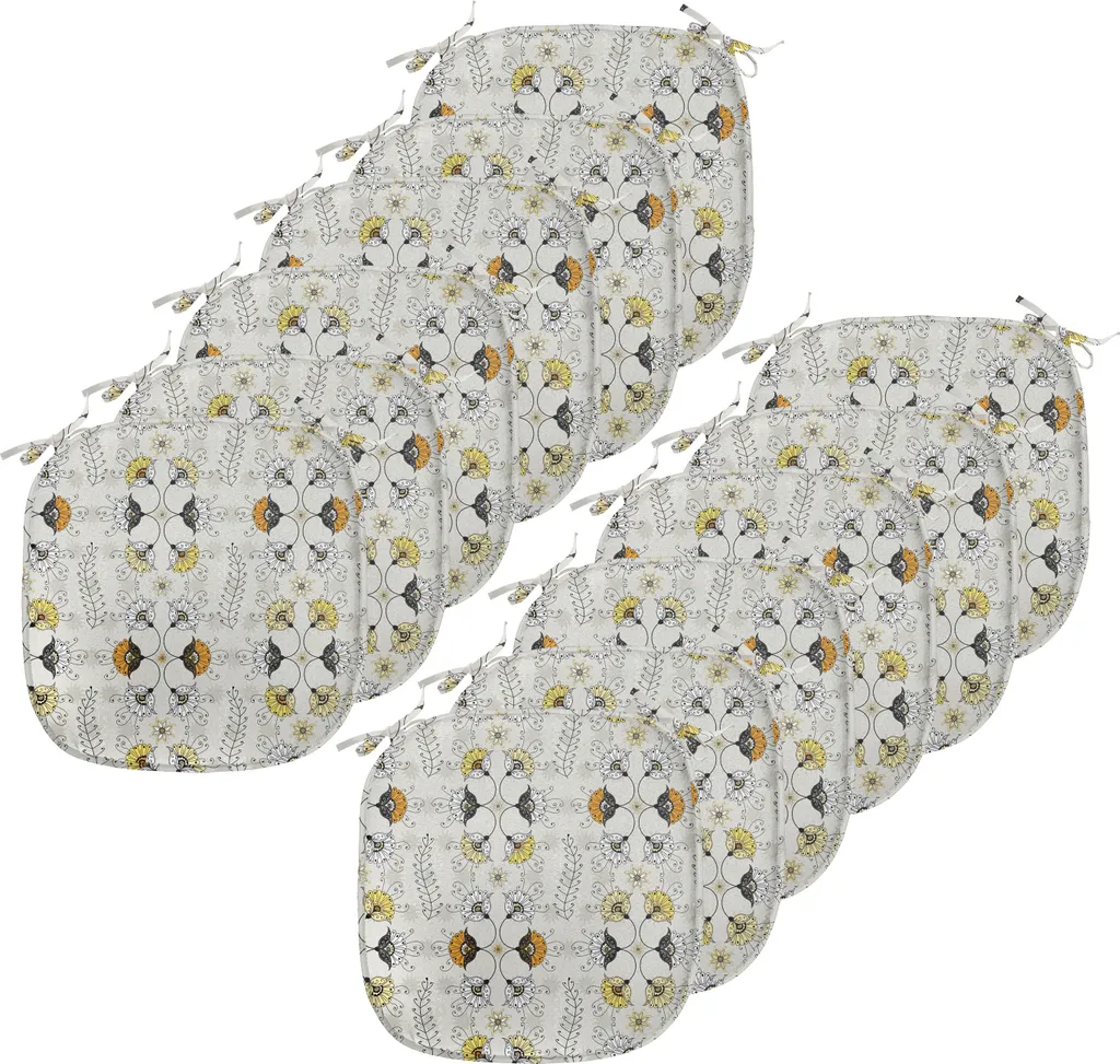 Cuscini Sedie 40x40 Set 12 ABAKUHAUS Paisley Grigio e Giallo Lavabili