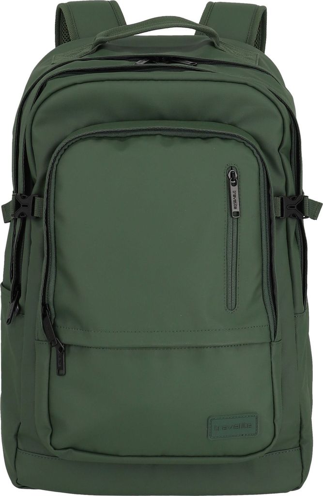 A green backpack is shown against a white background.