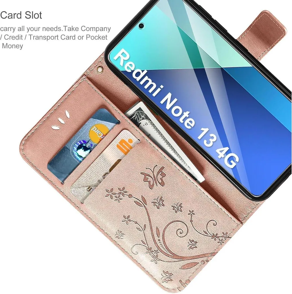 Betterfon Custodia Libro Pelle Per Xiaomi Redmi Note 13 4G - Porta Carte - 3
