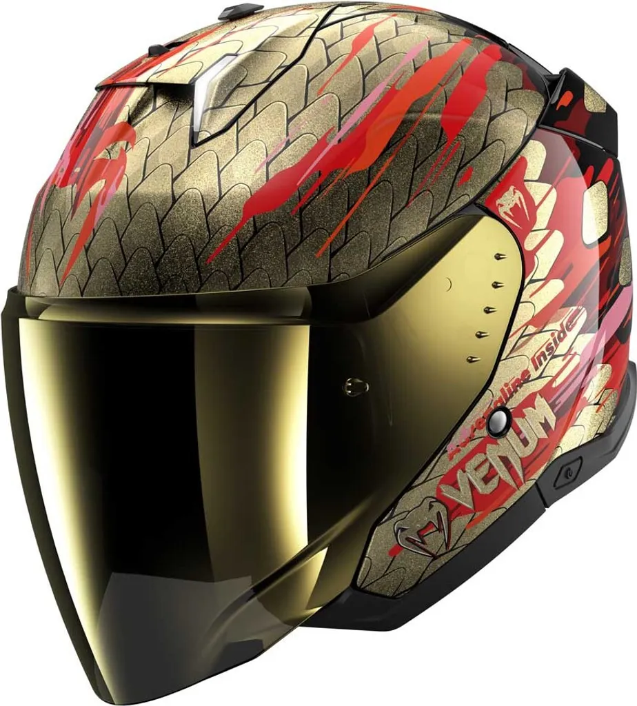 Casque moto Jet Shark Skwal i3 Venum Golden taille XS avec LED, noir