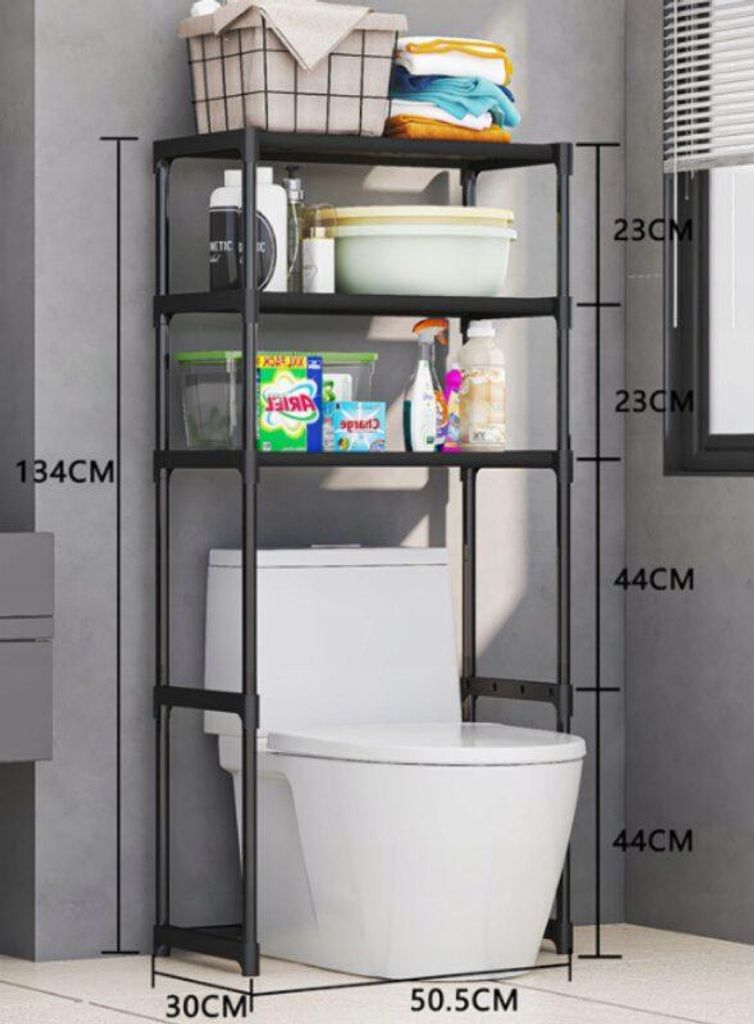 Półka Nad Wc Stojak Do Łazienki Szafka Czarna Zdjęcie produktu 