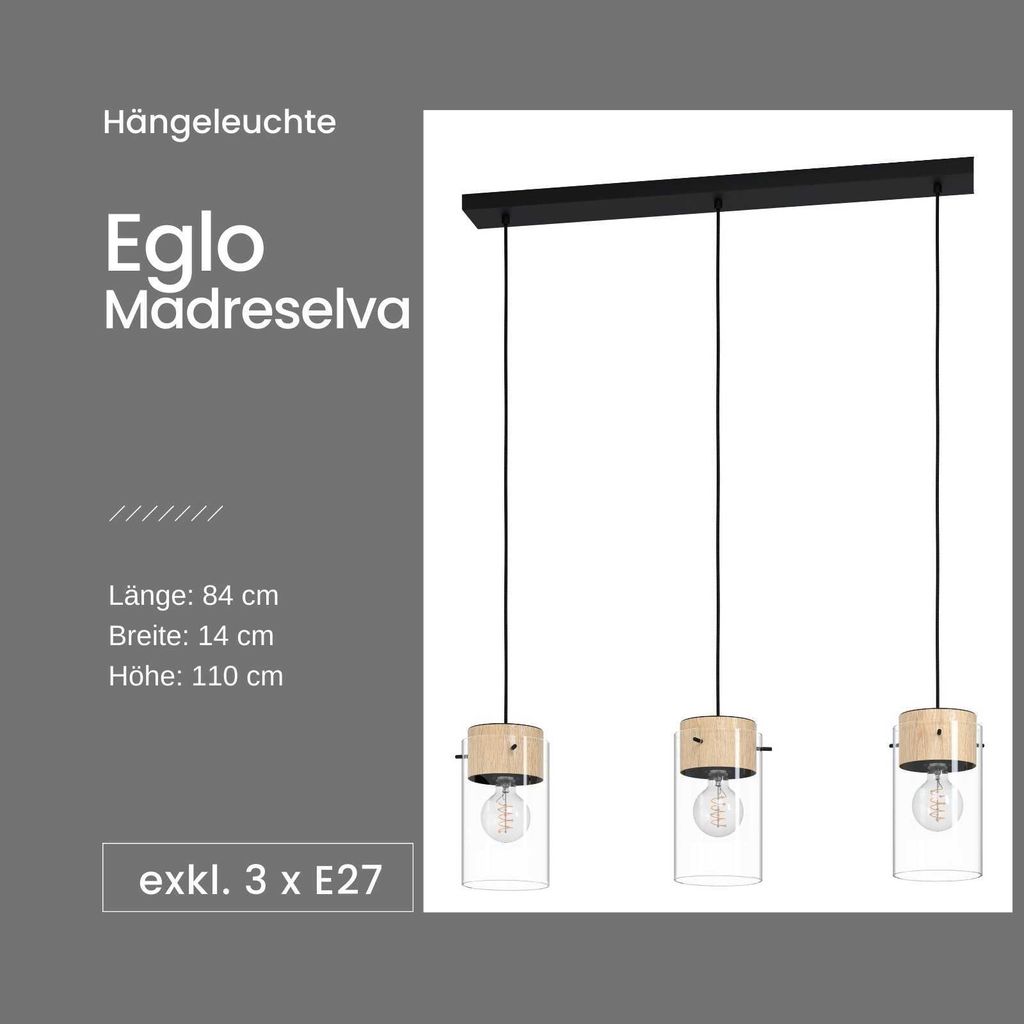 Madreselva Industrielle Kronleuchter 3 Lichter Stahl Schwarz