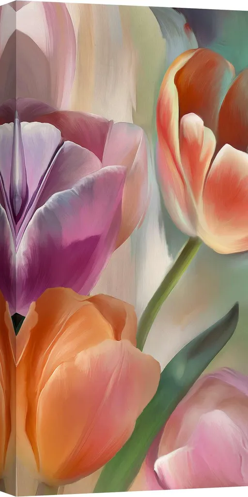 Décoration murale grand format : Tableau Tulipes sur toile 120x60cm
