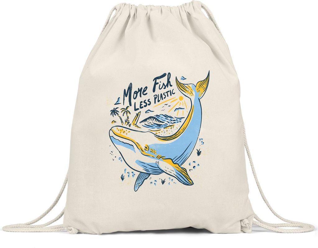 More Fish Less Plastic Turnbeutel Gymsack Naturschutz Umweltverschmutzung Ozean