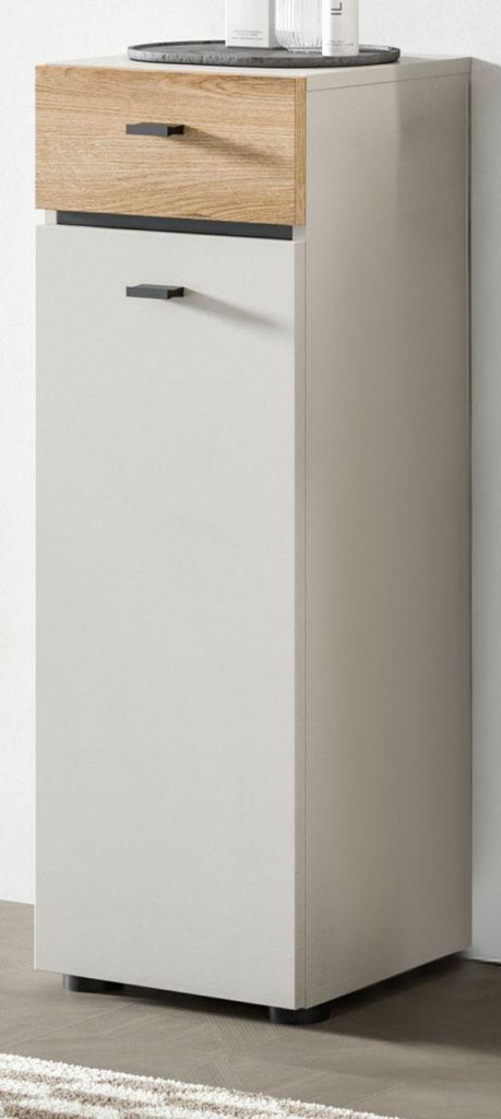 Badezimmer Kommode "Matteo" in Kaschmir und Evoke Eiche 32 x 91 cm