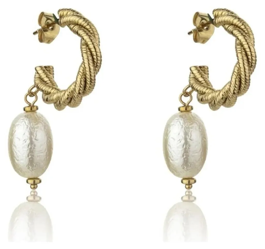 Boucles d'oreilles perles anti-allergie plaqué or Grace White Chic