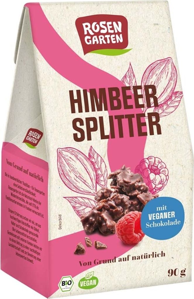 Himbeer Splitter - mit veganer Schokolade 90g 6er Pack