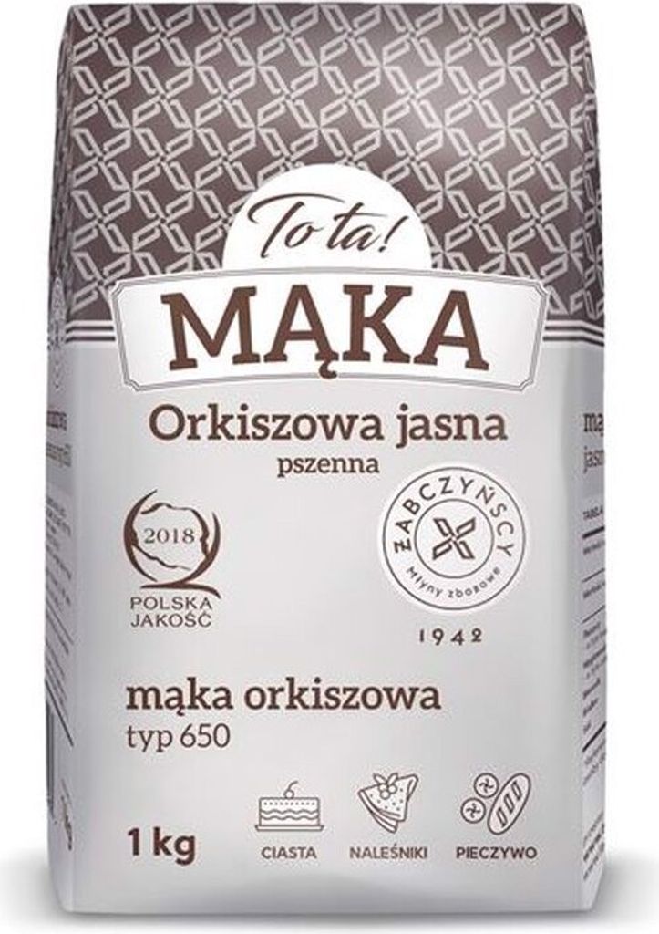 A bag of flour with product information and illustrations.