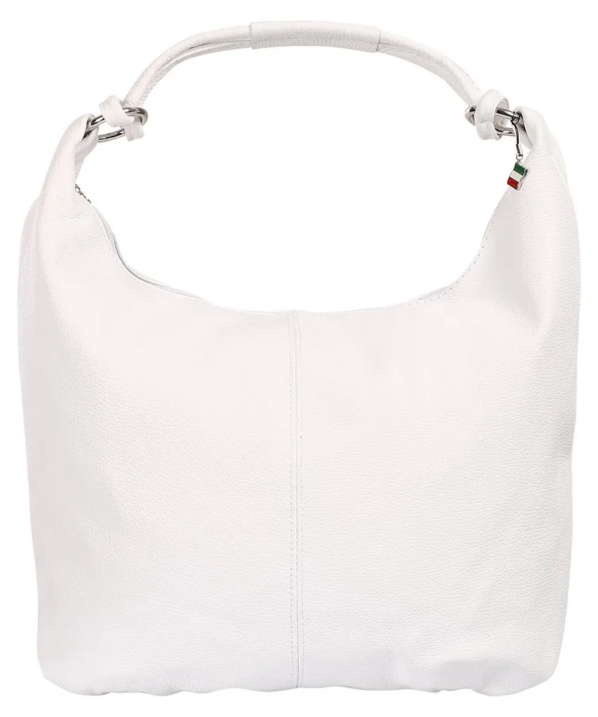 Grand sac hobo blanc en cuir véritable Florence pour un porté épaule chic