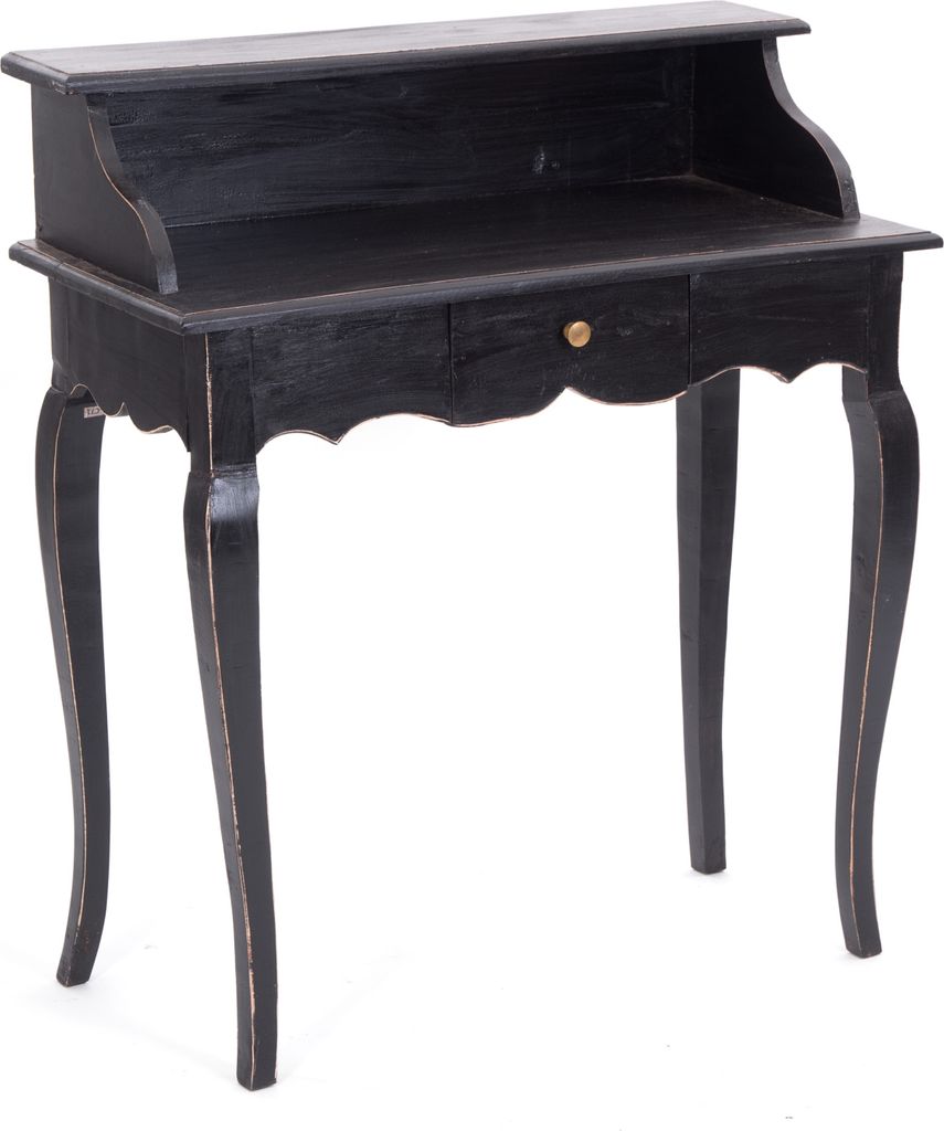 MASSIVHOLZ SEKRETÄR NAPOLEON 92x80cm(HxB) | Massivholz Schreibtisch | Farbe: 09 voodoo - schwarz