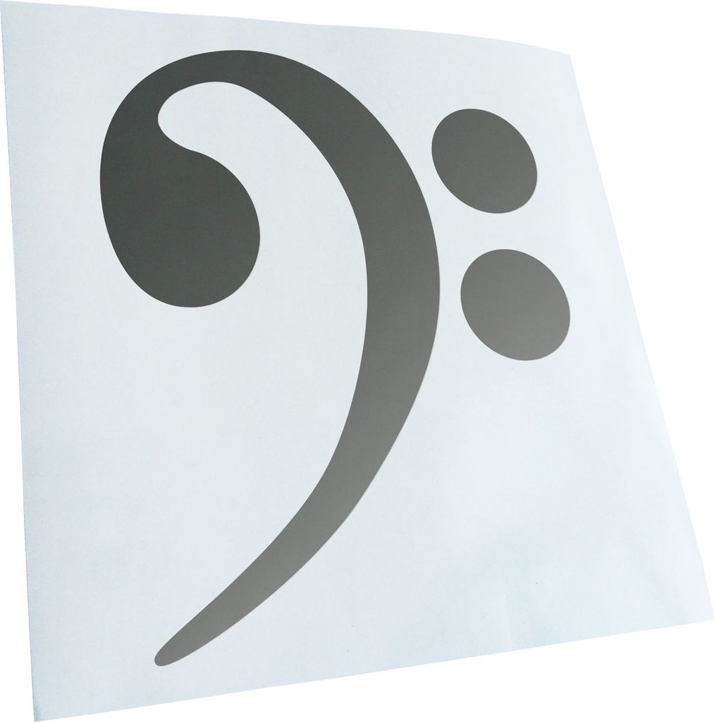 Kiwistar - Autoaufkleber - silber - 30 x 28 cm - Bass Schlüssel - Heckscheibenaufkleber - Aufkleber für Auto Kfz Fahrrad, LKW, Truck Mofa