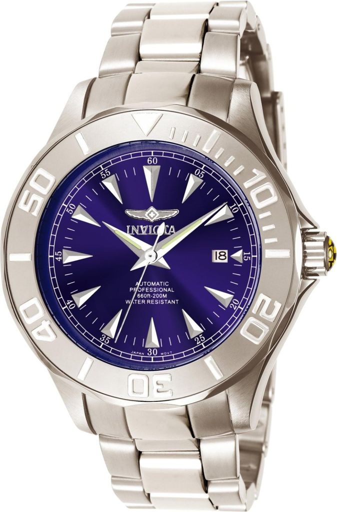 Invicta Signature 7035 Herren Uhr - Automatik Bewegung - Edelstahl mit Blauem Zifferblatt - 47 mm