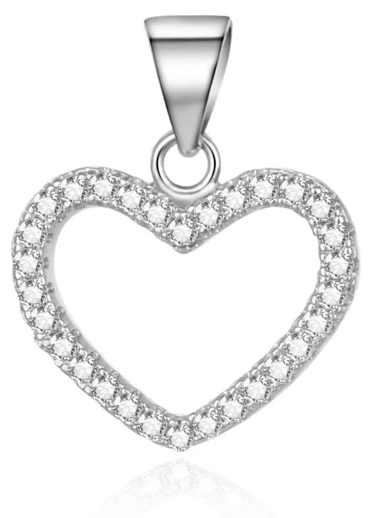 Pendentif en argent 925 et zirconium coeur AGH743 pour collier femme