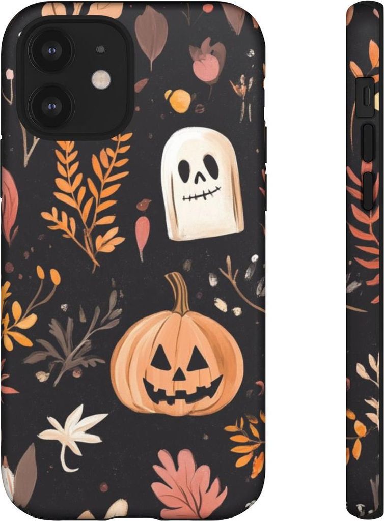 Herbstliches Halloween-Muster mit Kürbissen und Geistern – Hülle Kompatibel mit iPhone 12