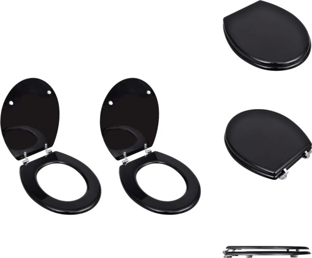 vidaXL Sedili per WC con coperchio 2 pz. MDF nero - Sedili per WC