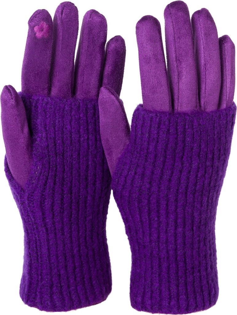 styleBREAKER Damen 3 in 1 Touchscreen Handschuhe mit abnehmbarer Strick Stulpe | Winterhandschuhe | 3 Tragevarianten | Weich warm elastisch in viel...