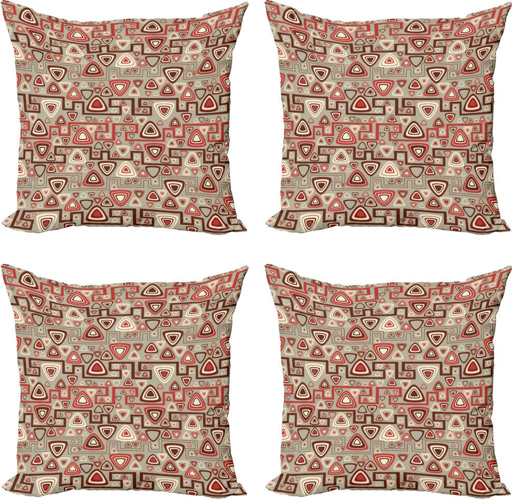 ABAKUHAUS Abstrakt Kissenbezug Set (4 Stück), Abgerundete Triangles Kunst, Moderner Doppelseitiger Digitaldruck, 50 cm x 50 cm, Mehrfarbig