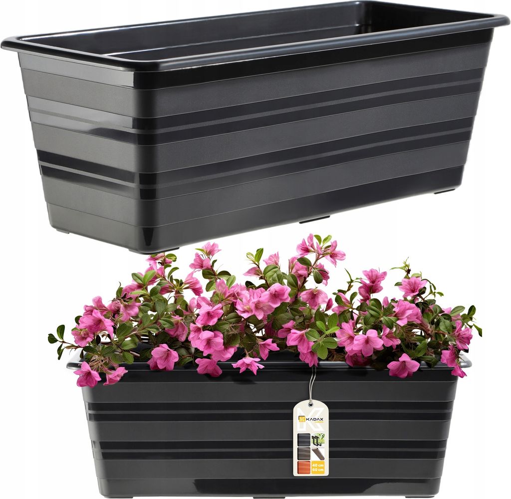 KADAX Blumenkasten "Cati", Balkonkasten aus Kunststoff, Blumentopf für Balkon, Fensterbank, Pflanzgefäß, 40 cm, Anthrazit