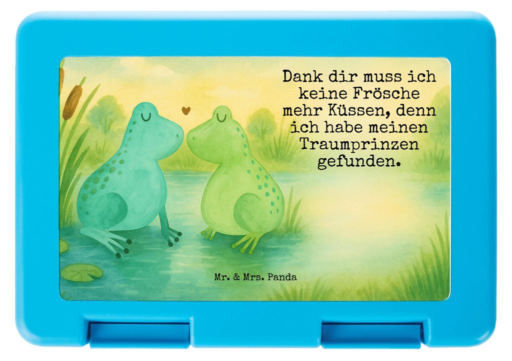 Mr. & Mrs. Panda Lunchbox Frosch Liebe Design - Weiß - Geschenk, Bentobox, Küssen, Freundin, Vorratsbehälter, Brot Aufbewahrungsbox, Brotzeitdos...