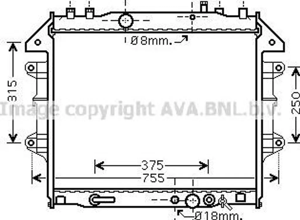Radiateur moteur en aluminium pour Hilux avec faisceau renforcé