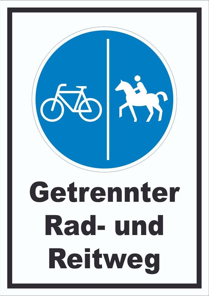 Schild Getrennter Rad- und Reitweg A2 Rückseite selbstklebend