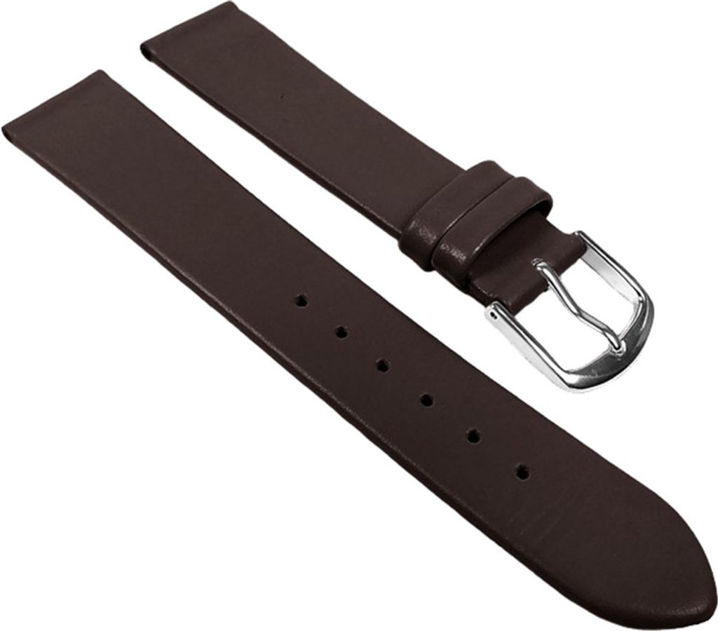 Eulit Dolly Uhrenarmband Kalbleder dunkelbraun seidenmatt rembordiert, Stegbreite:10mm