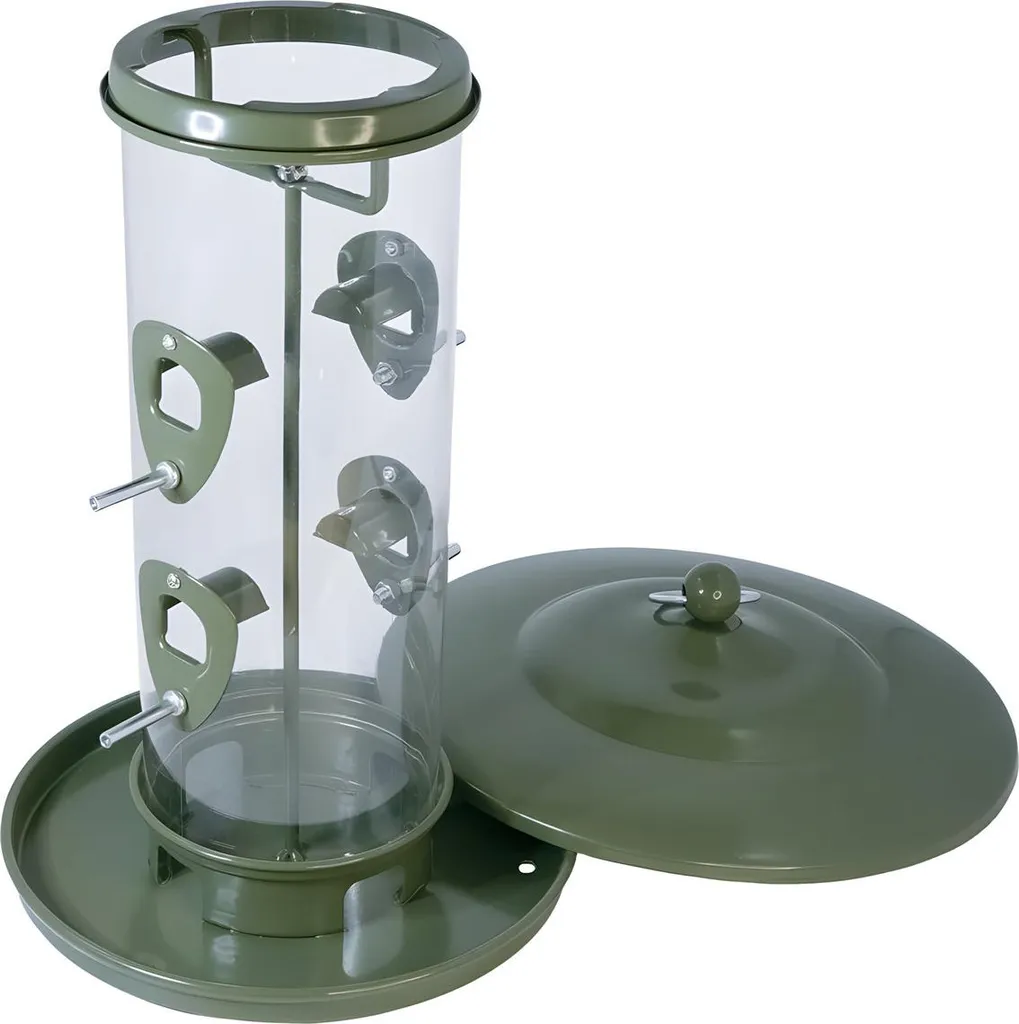 Mangeoire colonne grande capacité olive Ø 23,5 cm design résistant