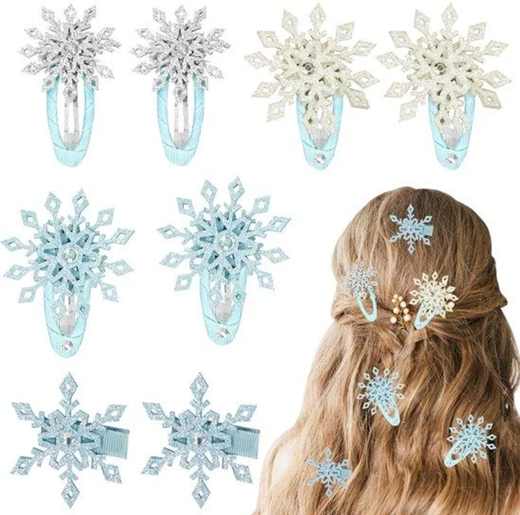 Barrettes cheveux d'hiver pour coiffures de fêtes avec strass et éclats