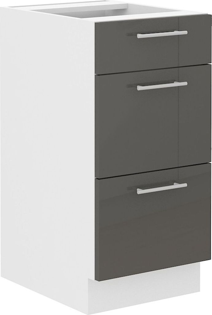 Unterschrank 40 Lara Grau Hochglanz Küchenzeile Küchenblock Küche Soft-Close