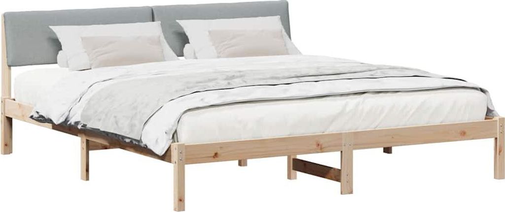 Bettgestell Braun und hellgrau 180 x 200 cm Massivholz Kiefer