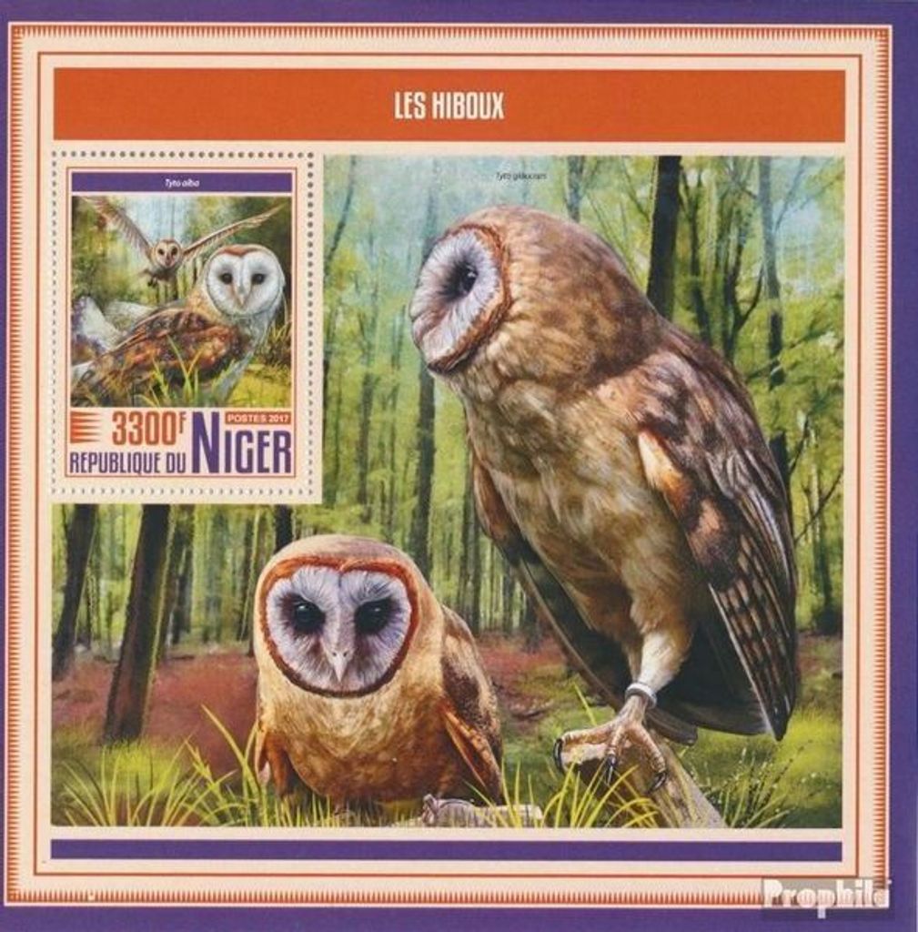 Briefmarken Niger 2017 Mi Block 752 (kompl. Ausg.) postfrisch Eulen