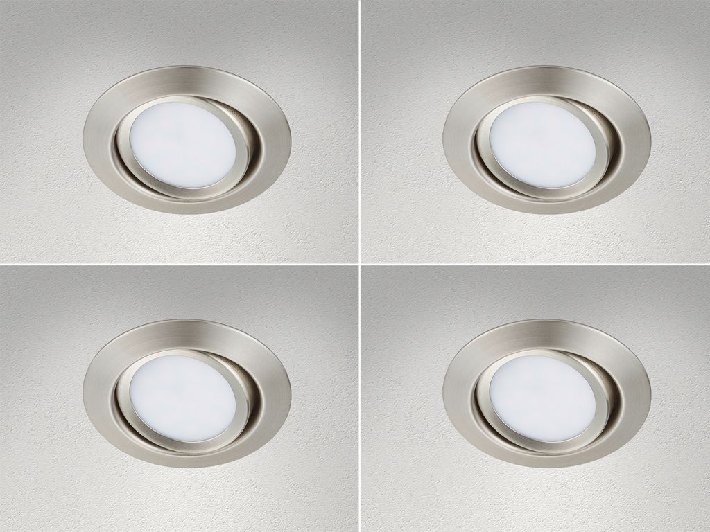 LED Einbaustrahler Decke 4er Set rund schwenkbar Nickel Produktbild 