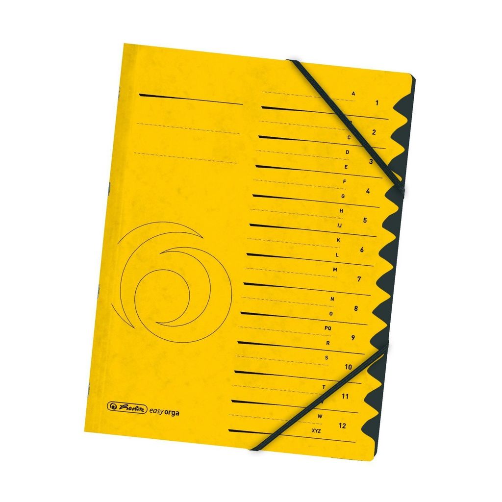 herlitz Ordnungsmappe easyorga, A4, Karton, 12 F„cher, gelb Image du produit 