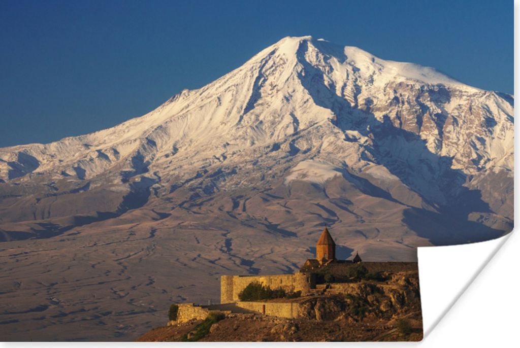 MuchoWow Poster Der schneebedeckte asiatische Berg Ararat bei Sonnenaufgang 120x80 cm - Bilder