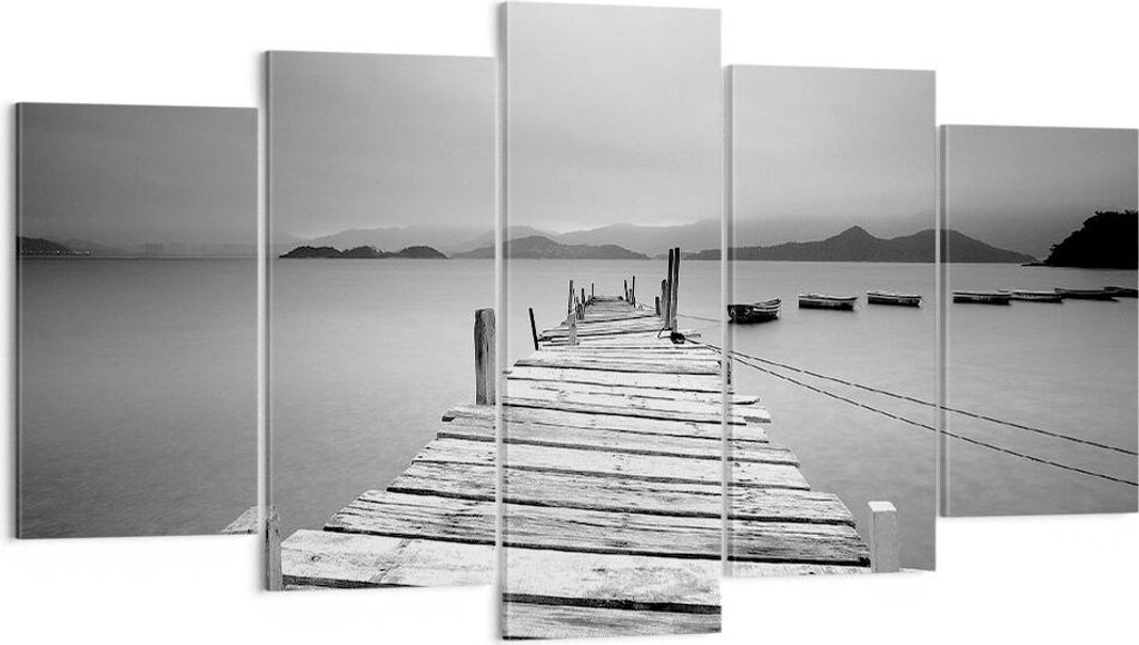 Bild auf Leinwand - Leinwandbild - Brücke See - 160x85cm - Wand Bild - Wanddeko - Wandbilder - Leinwanddruck - Bilder - Kunstdruck - Wanddekoratio...