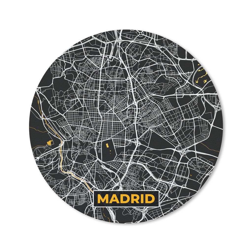 MuchoWow Mauspad Mousepad Madrid - Gold - Stadtplan - Karte 40x40 cm - Mousepads - Maus Mat - Pad - Mausunterlage - Schreibtisch Accessoires