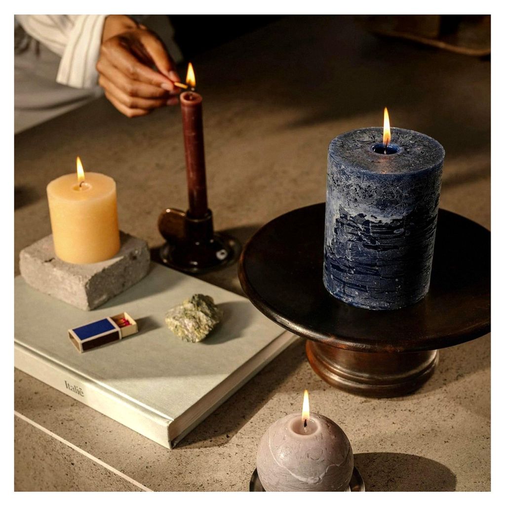 Rustikale Säulenk candle 70/70 mm, sandfarben