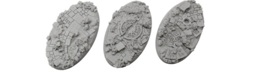 2 Ovale Resin Bases 75mm für Miniaturen, unbemalt, mystische Optik, detailliert
