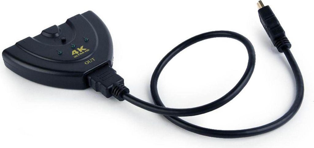 Gembird HDMI Switch 3-Port mit Kabel, 4K Ultra HD