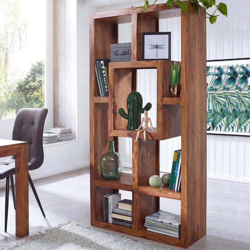 FineBuy Bibliothèque en bois massif Sheesham 90 x 180 cm Image du produit 
