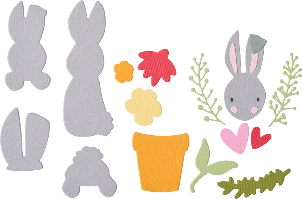 Matrice de Découpe Scrapbooking Bunny Bits & Blooms #2 Sizzix Thinlits