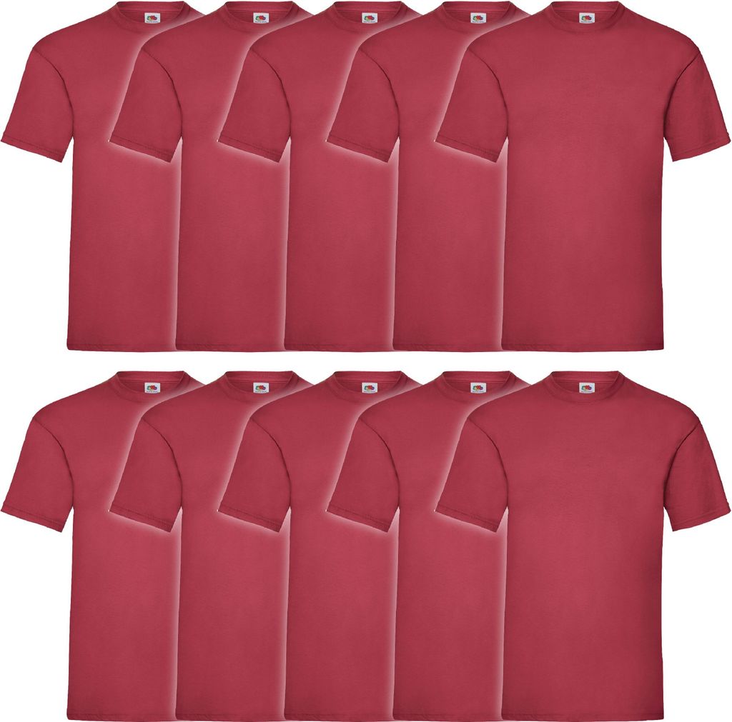 10er Pack Fruit of the Loom Valueweight T-Shirt + GRATIS MyShirt Stoffbeutel Farbe: dunkelrot Größe: 2XL