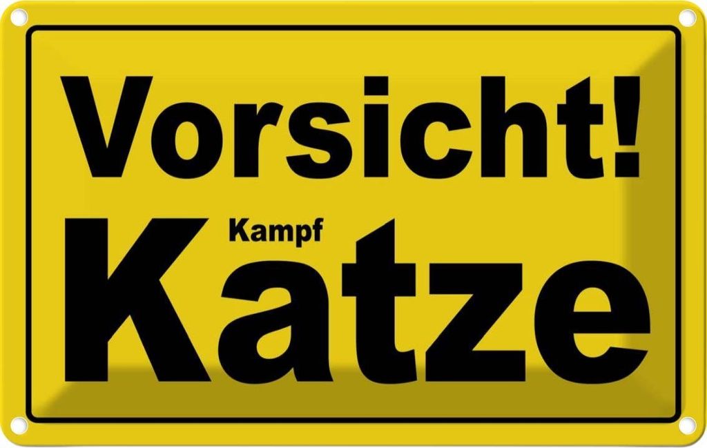 vianmo Blechschild 20x30 cm Vorsicht Kampf Katze Tier Haustier