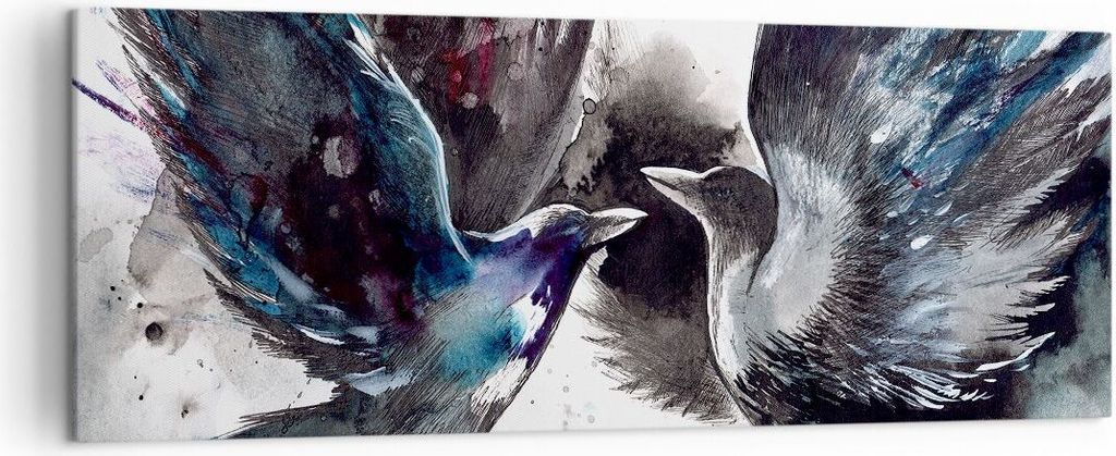 Bild auf Leinwand - Leinwandbild - Vogel Natur Feder - 140x50cm - Wand Bild - Wanddeko - Wandbilder - Leinwanddruck - Bilder - Kunstdruck - Wanddek...