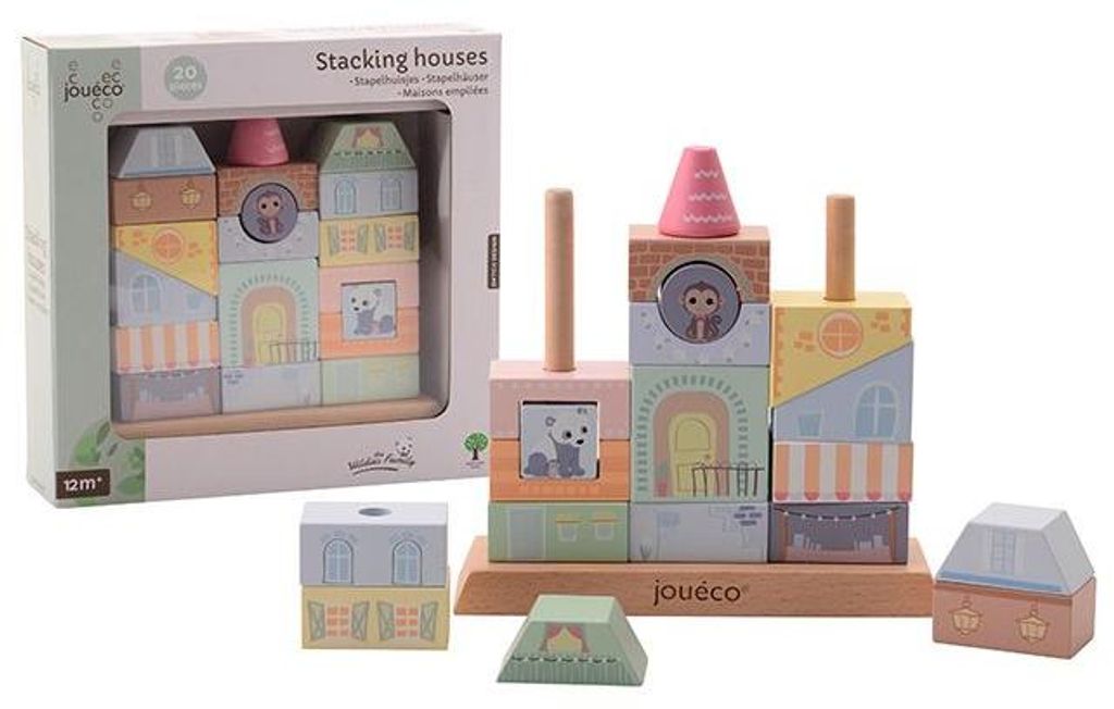Jouéco Holz-Stapelhäuser - pädagogisches Spielzeug - Wildies Family