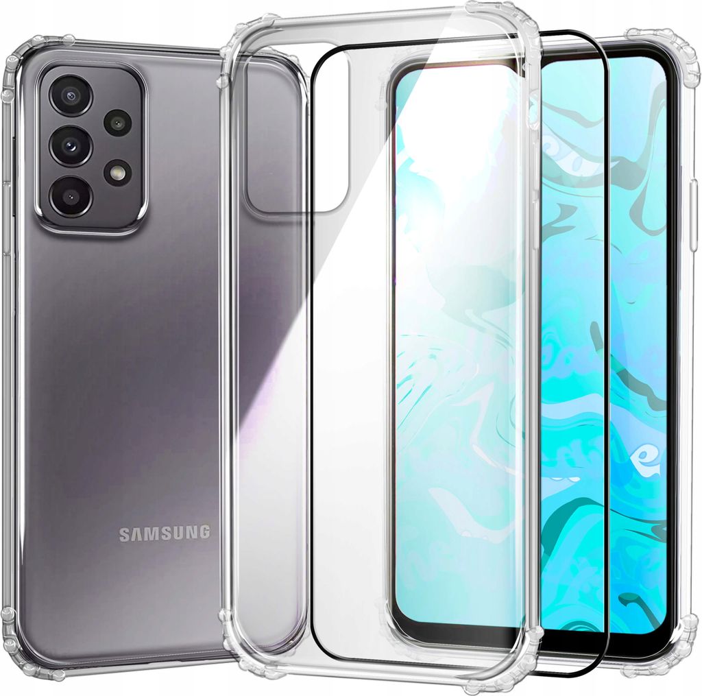 Schutzhülle Klar für SAMSUNG GALAXY A23 5G hülle hüllen Transparent Slim Cover Clear Case Durchsichtig Bumper + Schutzfolie Glas